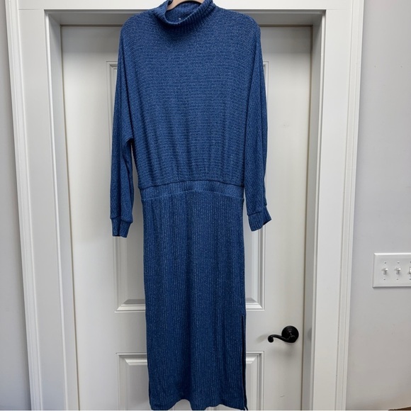 SATURDAYSUNDAY Anthropologie Blue Mariah Long Sleeve Rib Knit Maxi Dress Medium - Picture 6 of 13